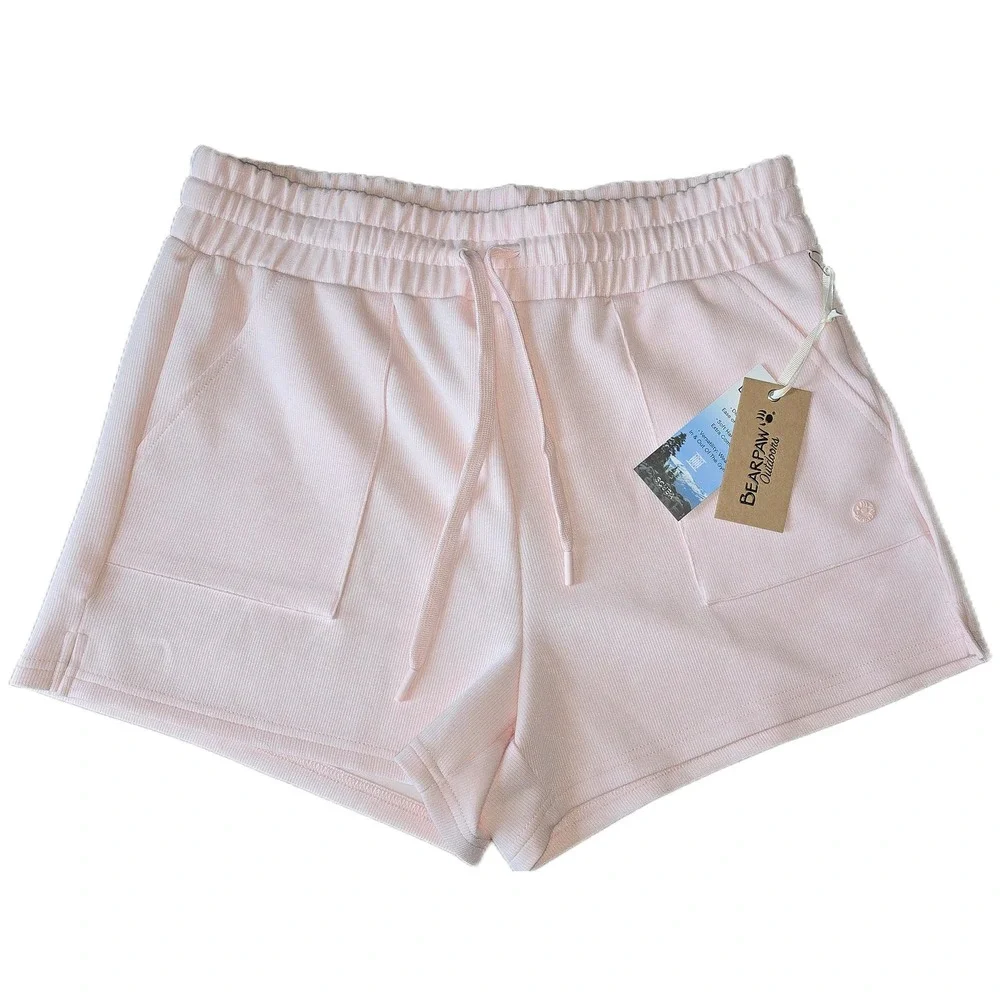 Bearpaw Outdoors Womens Pink Ribbed Active Shorts Large WW56233-650-9AA NWT‎